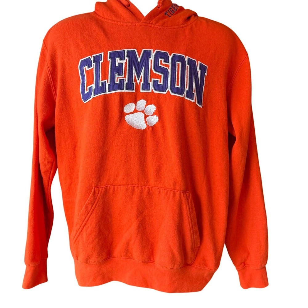 CLEMSON TIGERS Hoodie Sweatshirt Orange Estimated Size Medium See Measurements